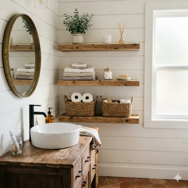 the Open Wooden Shelving