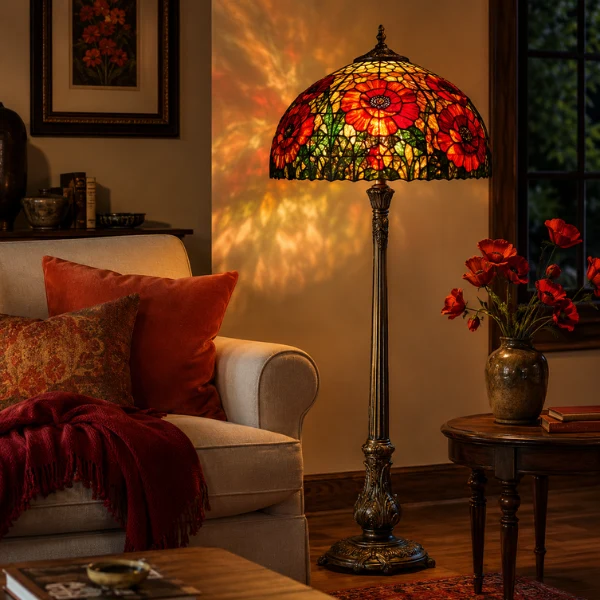 the Oriental Poppy Floor Lamp