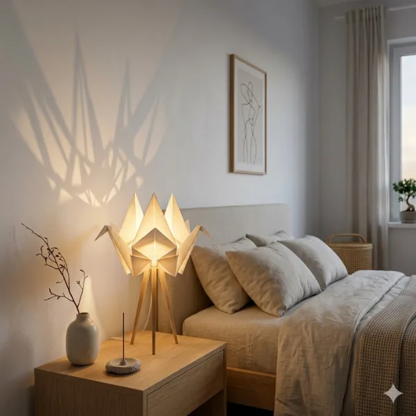 Origami Paper Crane Bedside Lamp Styled to Glow the Origami Paper Crane Bedside Lamp
