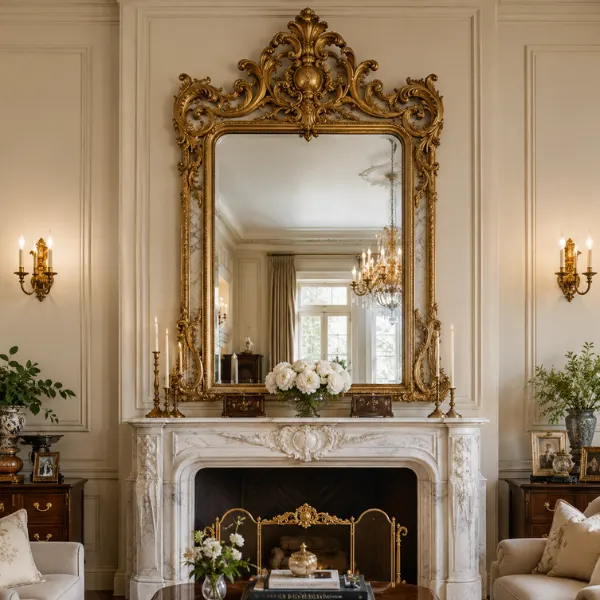 Ornate Crown Top Gilded Statement Mirror Styled to Glow the Ornate Crown Top Gilded Statement Mirror