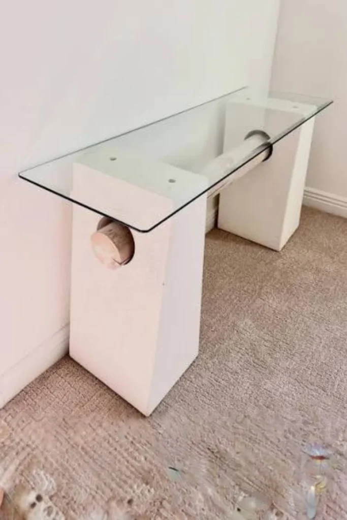 the Oversized Rectangular Glass Table with Dual Pedestal Bases