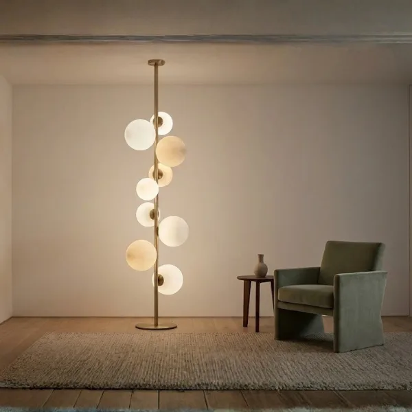 Oversized Sculptural Stacked Globe Floor Lamp Styled to Glow the Oversized Sculptural Stacked Globe Floor Lamp