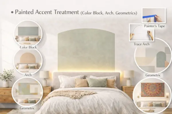 Painted Accent Treatment on bedroom wall Styled to Glow the Painted Accent Treatment on bedroom wall