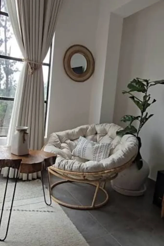 Papasan Chair with a Layered Cushion Setup Styled to Glow the Papasan Chair with a Layered Cushion Setup
