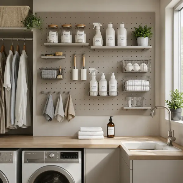 Pegboard Wall Storage System Styled to Glow the Pegboard Wall Storage System