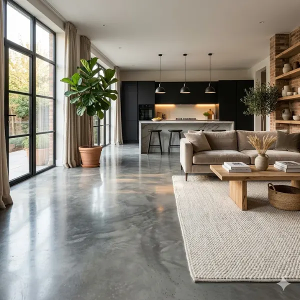 Polished Grey Concrete Floors Styled to Glow the Polished Grey Concrete Floors