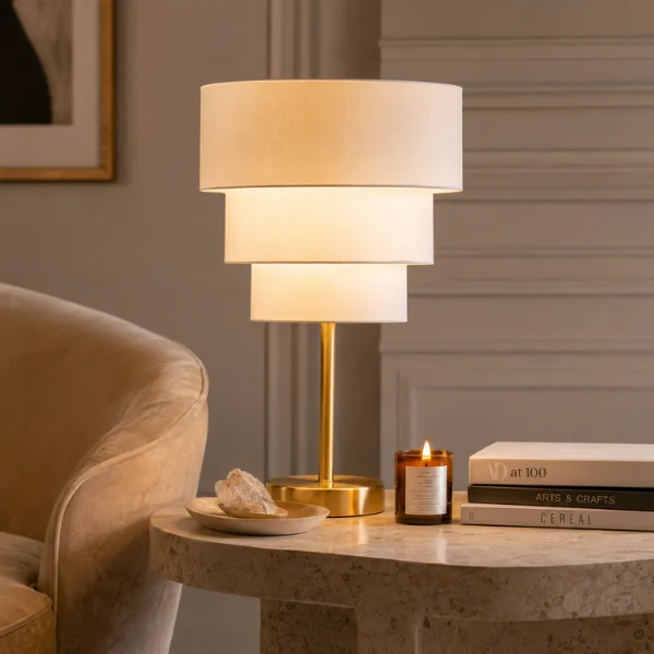 the Postmodern Three Layer Gold Base Table Lamp