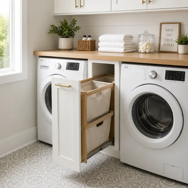 Pull Out Hamper Cabinet Between Appliances Styled to Glow the Pull Out Hamper Cabinet Between Appliances