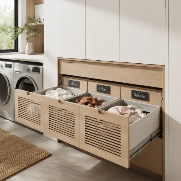 Pull Out Hamper Drawers Inside Cabinetry Styled to Glow the Pull Out Hamper Drawers Inside Cabinetry