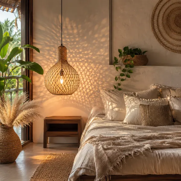 Rattan Bohemian Pendant Lamp Styled to Glow the Rattan Bohemian Pendant Lamp