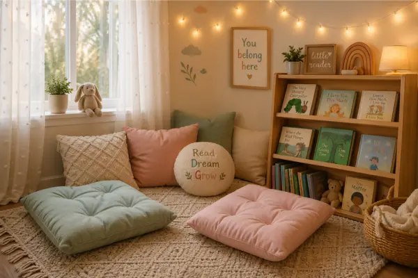 Reading Corner With Floor Cushions Styled to Glow the Reading Corner With Floor Cushions
