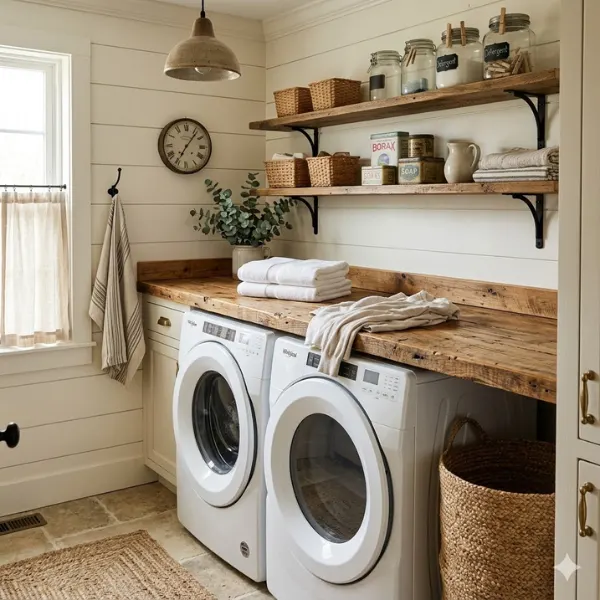 the Reclaimed Barn Wood Countertop Laundry Room