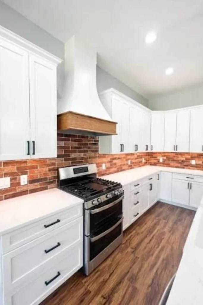 Red Brick Backsplash Styled to Glow the Red Brick Backsplash