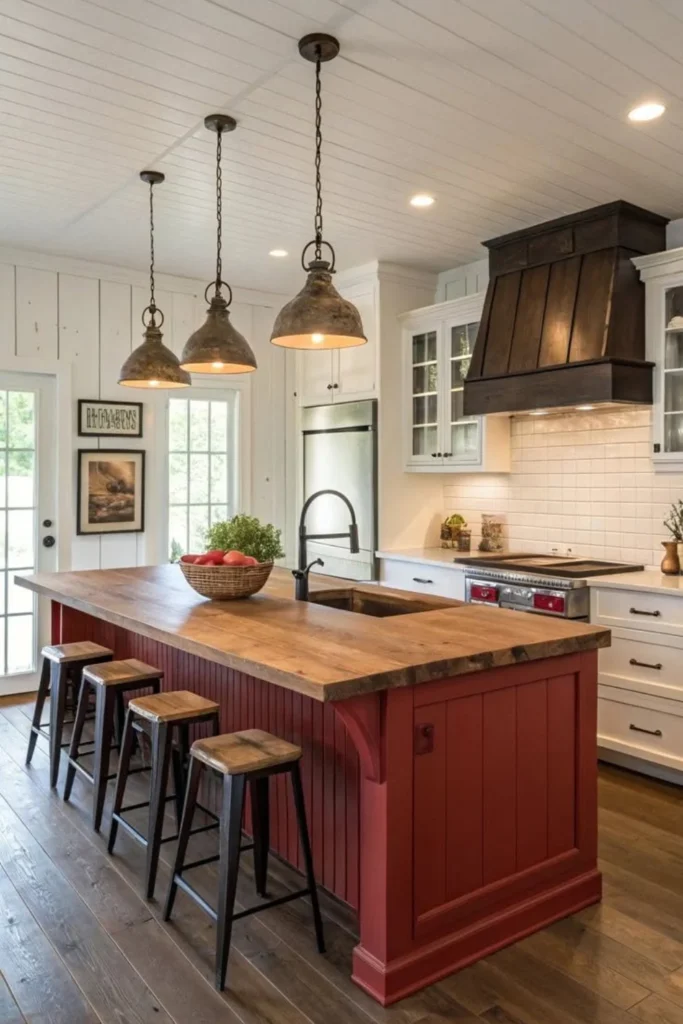 Red Kitchen Island Styled to Glow the Red Kitchen Island