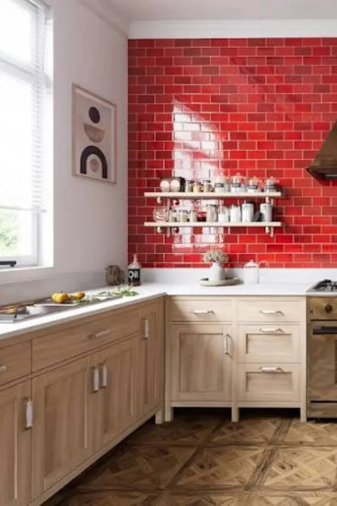 Red Subway Tile Backsplash Styled to Glow the Red Subway Tile Backsplash
