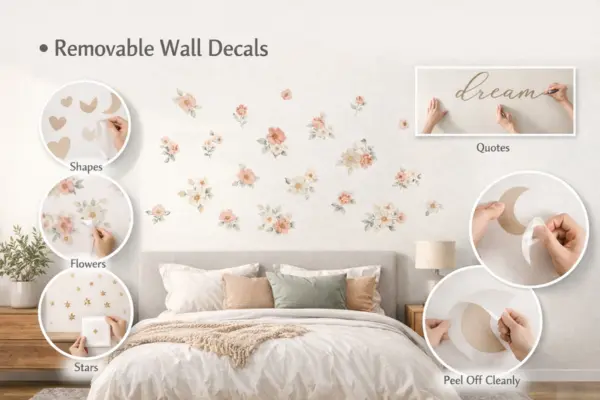 Removable Wall Decals on bedroom wall Styled to Glow the Removable Wall Decals on bedroom wall