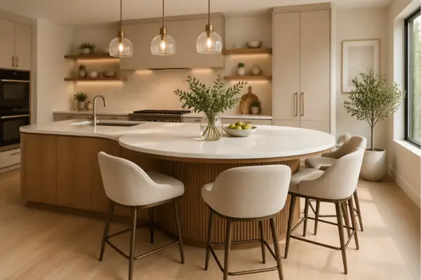 the Round End Island for a Softer Dining Look