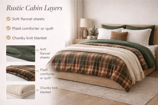 Rustic Cabin Layers Bedding Idea Styled to Glow the Rustic Cabin Layers Bedding Idea