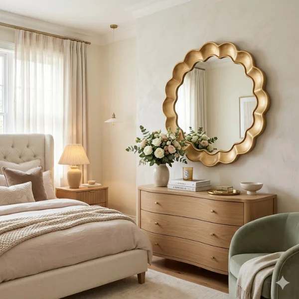 Scallop Edge Decorative Wall Mirror Styled to Glow the Scallop Edge Decorative Wall Mirror