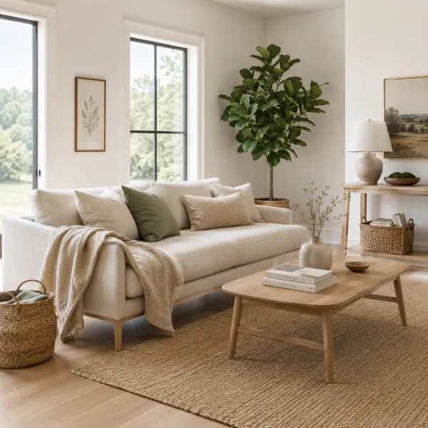 Scandi Farmhouse Hybrid with Light Wood and Woven Baskets Styled to Glow the Scandi Farmhouse Hybrid with Light Wood and Woven Baskets