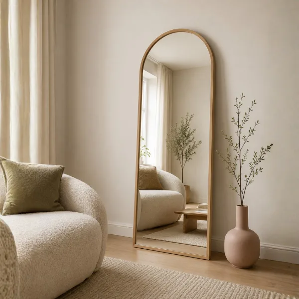 the Scandi Minimal Wood Frame Arch Mirror