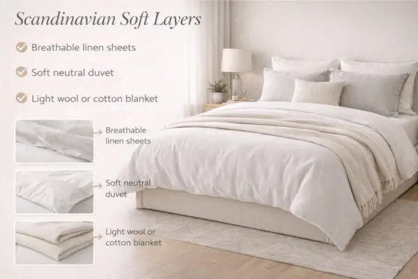 Scandinavian Soft Layers Bedding Idea Styled to Glow the Scandinavian Soft Layers Bedding Idea