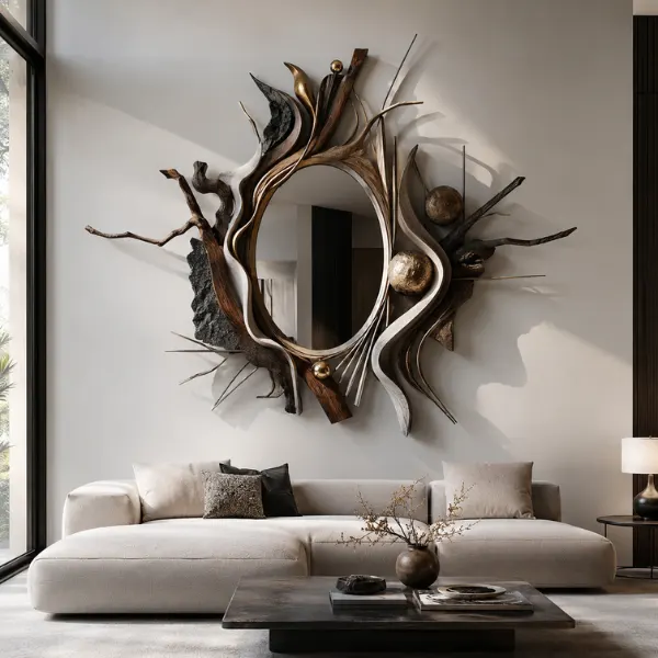 Sculptural Abstract Frame Mirror Styled to Glow the Sculptural Abstract Frame Mirror