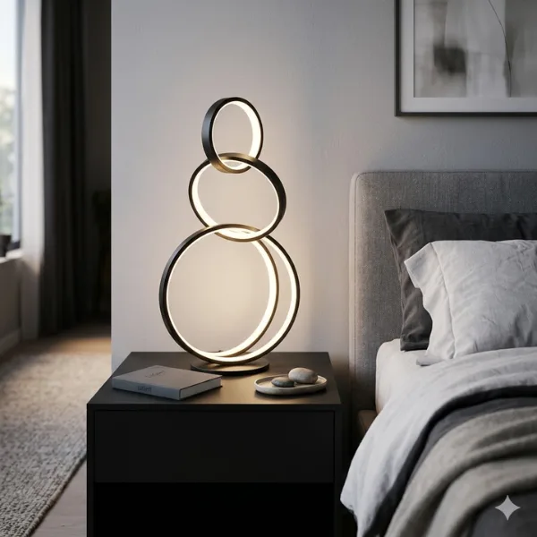 Sculptural Asymmetric LED Circle Loop Lamp Styled to Glow the Sculptural Asymmetric LED Circle Loop Lamp