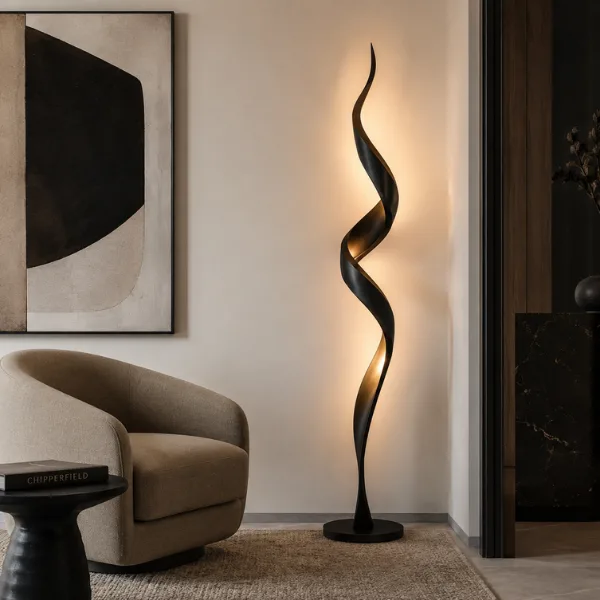 the Sculptural Twisted Metal Floor Lamp