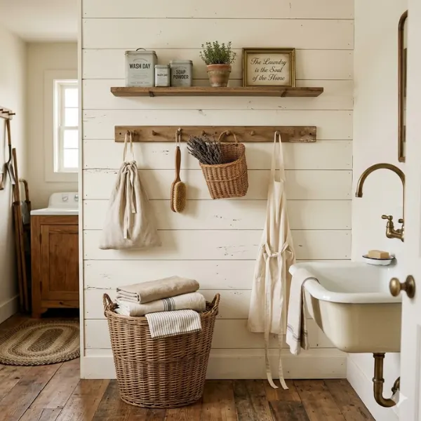 the Shiplap Accent Wall with Peg Rail