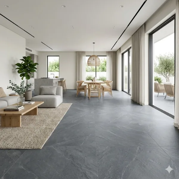 Slate Grey Large Format Porcelain Tile Styled to Glow the Slate Grey Large Format Porcelain Tile