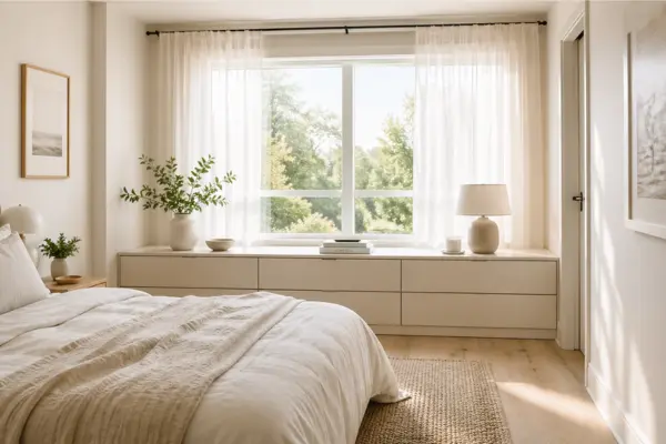 Slim Profile Dresser Under Window Styled to Glow the Slim Profile Dresser Under Window