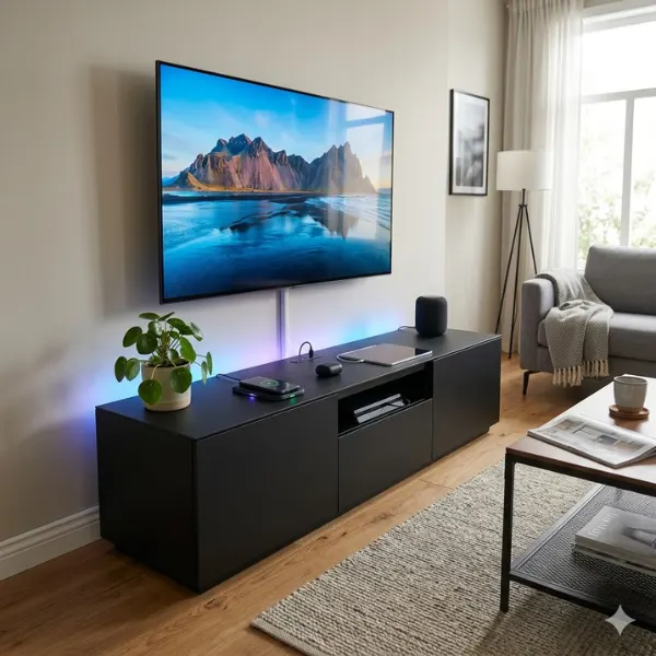 Smart Tech Console with Built In USB C and Wireless Charging Pad Styled to Glow the Smart Tech Console with Built In USB C and Wireless Charging Pad