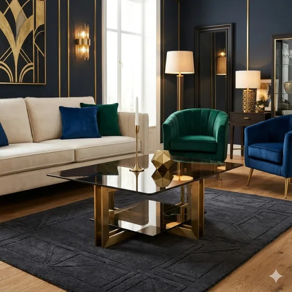 Smoked Glass Gold Metal Base Table Styled to Glow the Smoked Glass Gold Metal Base Table