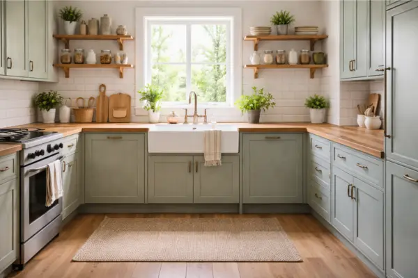 Soft Colored Cabinets for a Farmhouse Look Styled to Glow the Soft Colored Cabinets for a Farmhouse Look