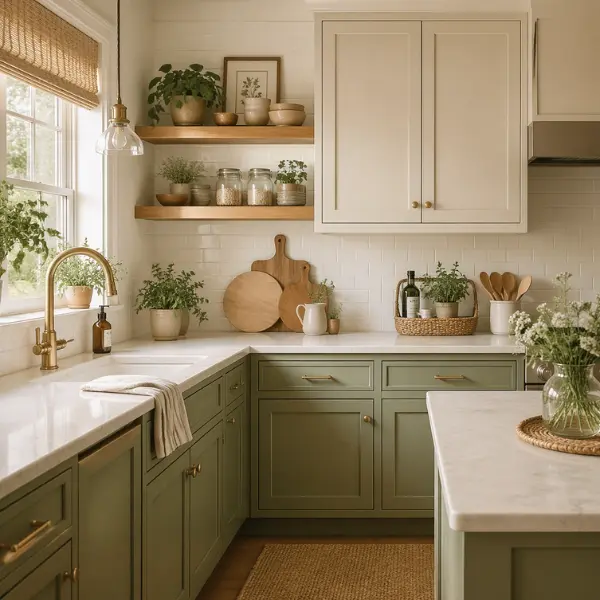 the Soft Cream Uppers Sage Green Lowers