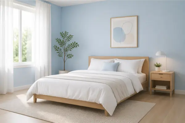 the Soft Sky Blue Minimal Bedroom