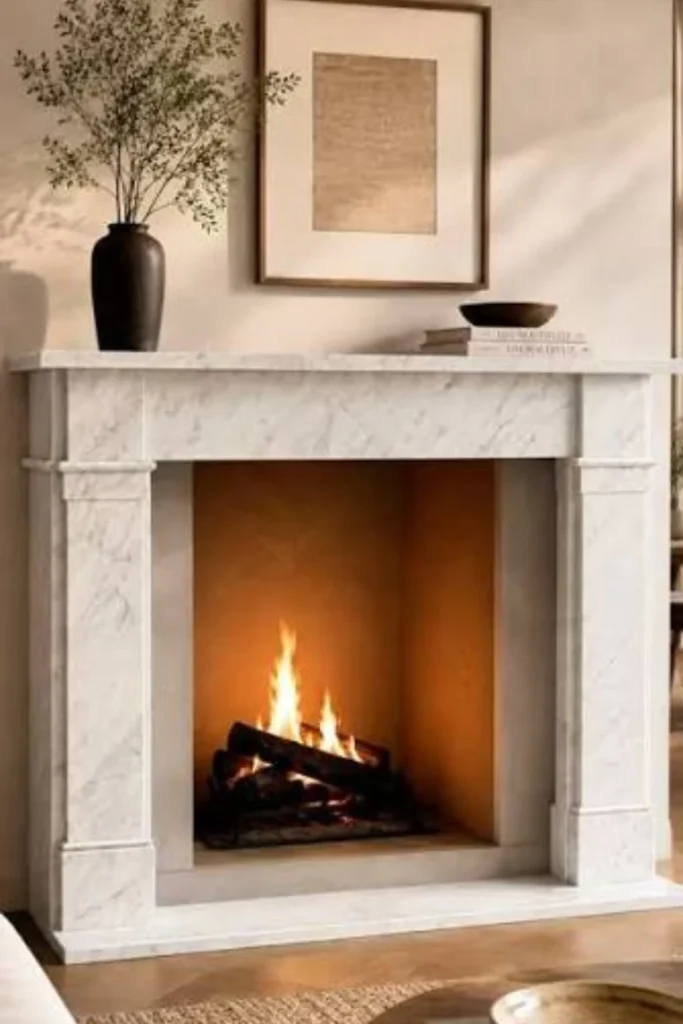 Subway Tile Fireplace Surround in Soft Beige Styled to Glow the Subway Tile Fireplace Surround in Soft Beige