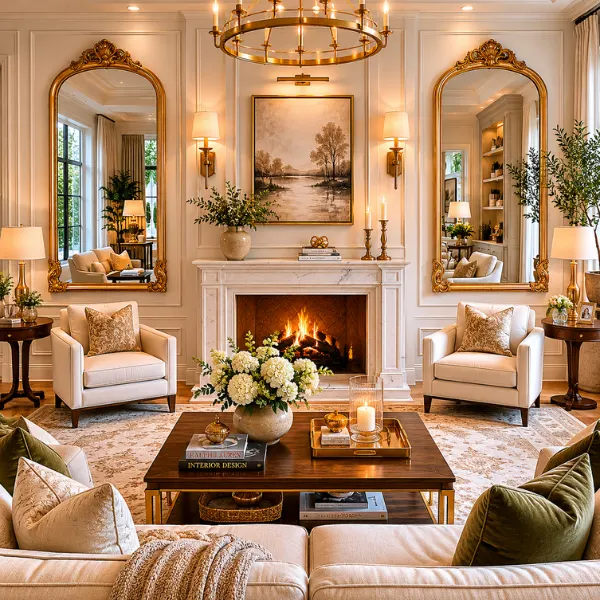 Symmetrical Paired Mirror Set Styled to Glow the Symmetrical Paired Mirror Set