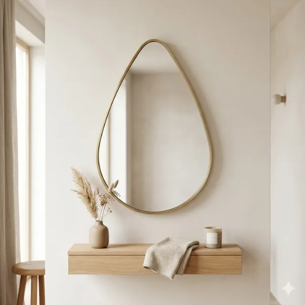 Teardrop Shaped Mirror Styled to Glow the Teardrop Shaped Mirror