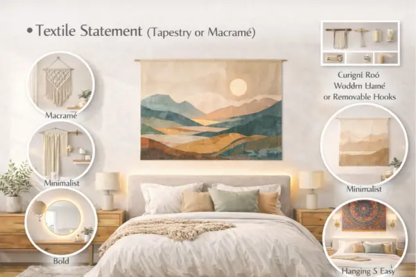 Textile Statement on bedroom wall Styled to Glow the Textile Statement on bedroom wall