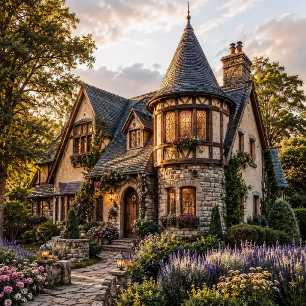The Cottage with a Tower or Turret Element 1800–2400 sq ft Styled to Glow the The Cottage with a Tower or Turret Element 1800–2400 sq ft