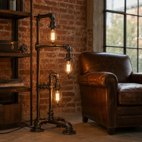 the The Industrial Exposed Bulb Pipe Lamp