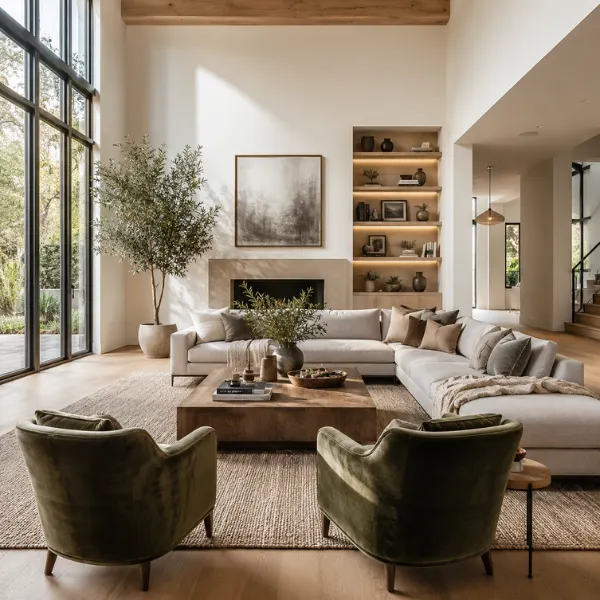 the The L Shaped Sectional with Accent Chair Pair