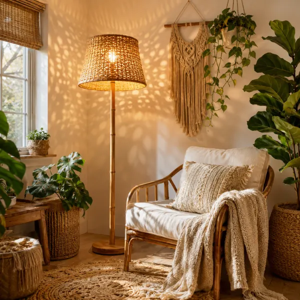 the The Rattan Bohemian Floor Lamp