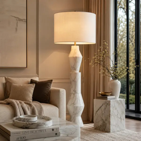 The Sculptural Marble Base Floor Lamp Styled to Glow the The Sculptural Marble Base Floor Lamp
