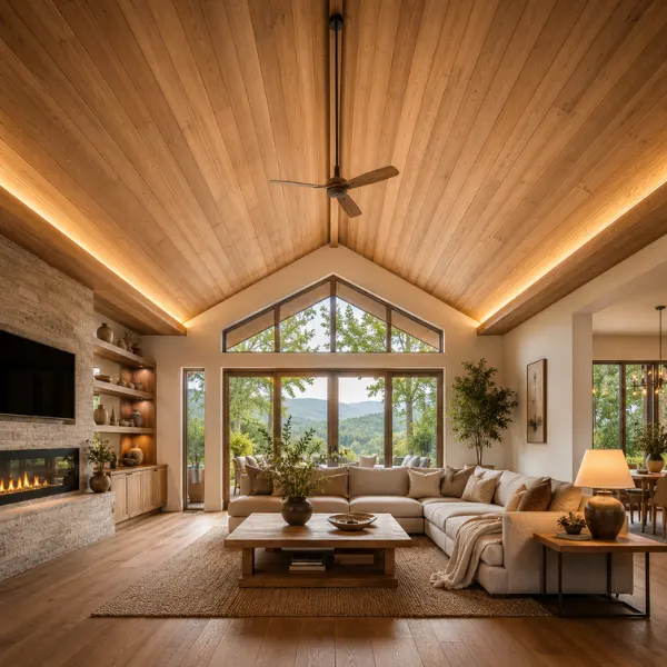 Tongue and Groove Ceiling Planks with Recessed LED Lighting Styled to Glow the Tongue and Groove Ceiling Planks with Recessed LED Lighting