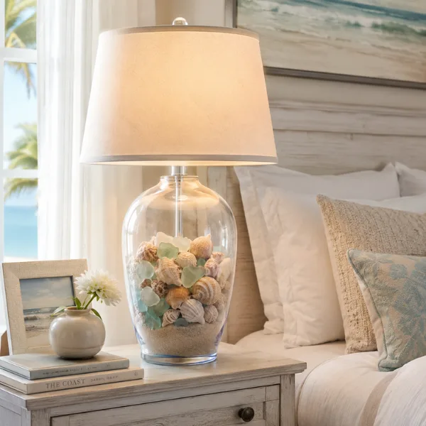 the Transparent Glass Base Table Lamp Coastal Style