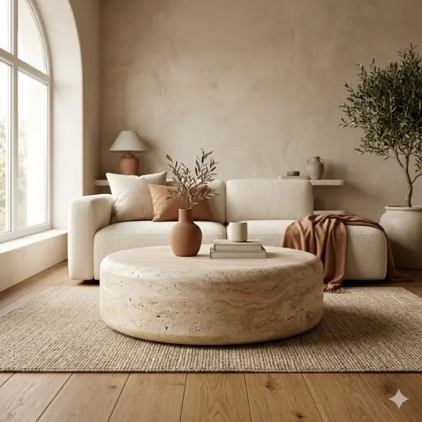 Travertine Stone Round Table Styled to Glow the Travertine Stone Round Table