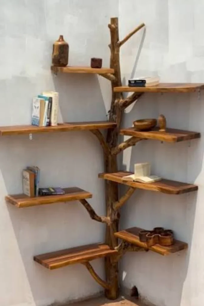 Tree Style Wooden Corner Shelf Styled to Glow the Tree Style Wooden Corner Shelf